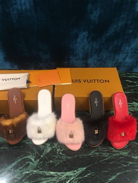 louis vuitton bed slippers|Louis Vuitton fluffy slides.